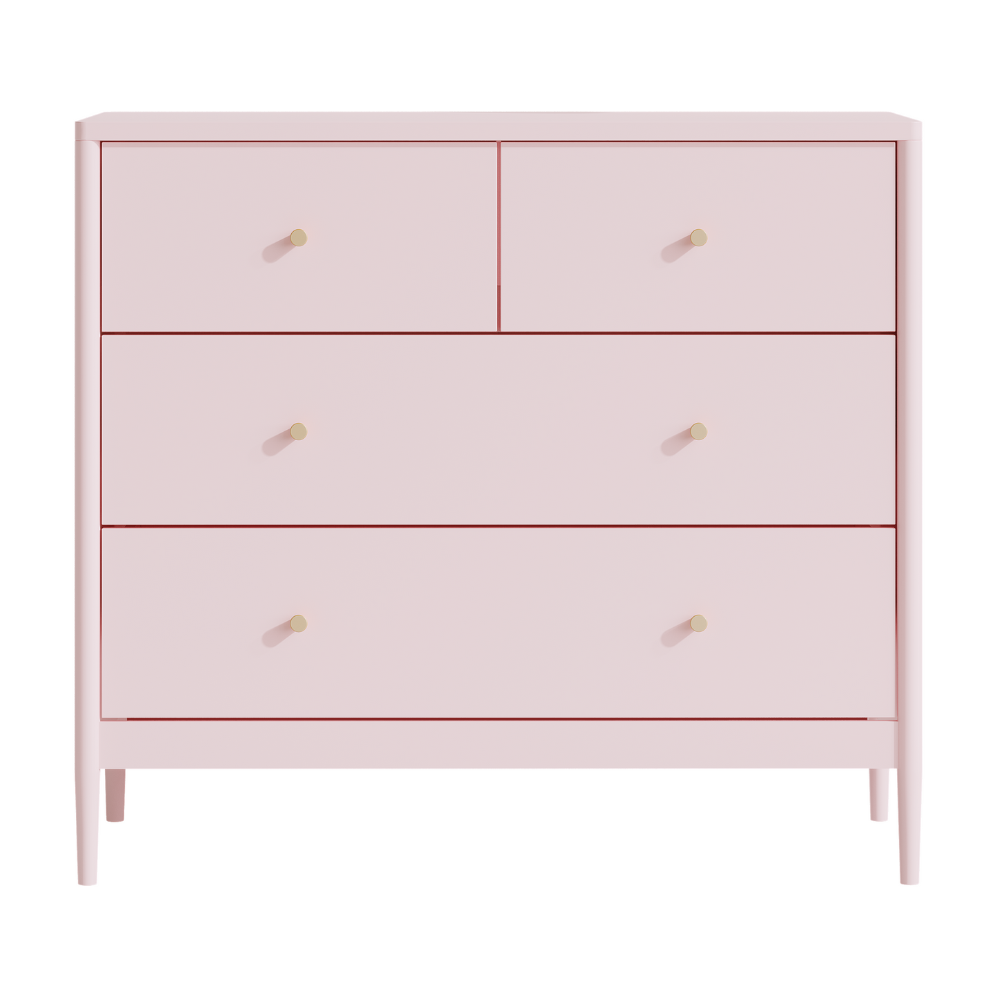 Pink 4-Drawer Wooden Kids Dresser - Modern Storage Cabinet