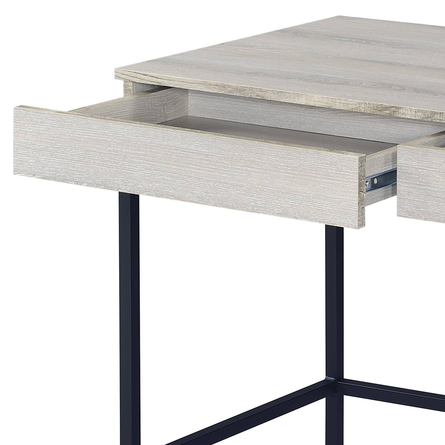 Writing Desk with Natural & Black Finish - 2 Drawers, USB Dock