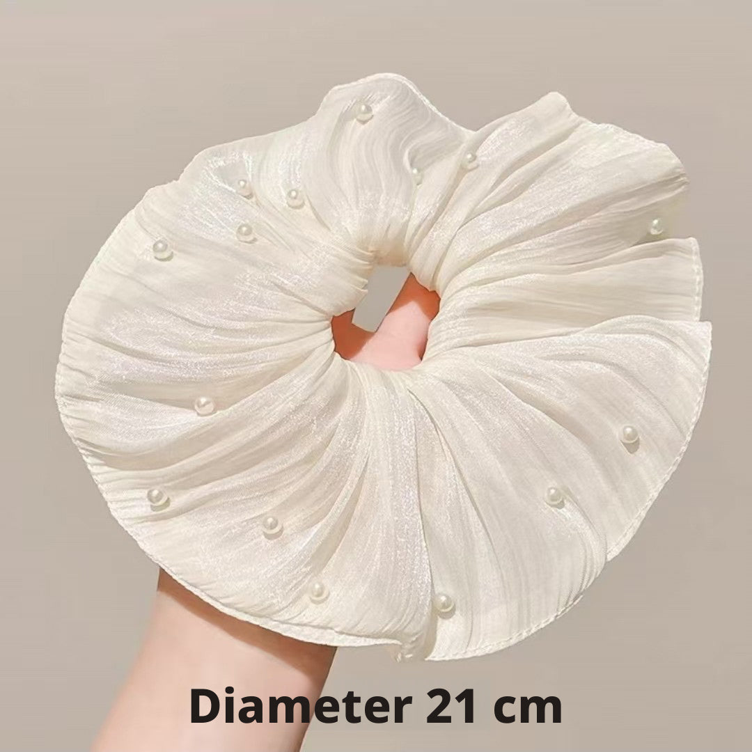 Fabric Hair Ring with Ruffled Design - Blue Hair Accessory - 1 Piece