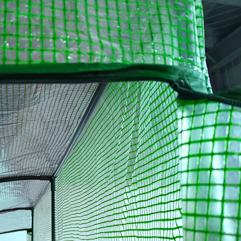 Lean To Greenhouse with Shelves - Walk-In Plant Nursery, Green PE Cover