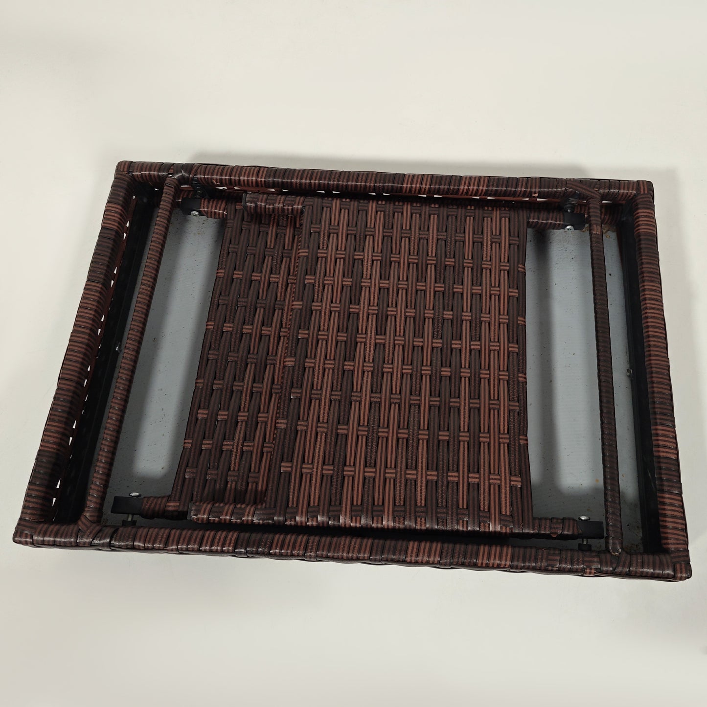 Folding Rattan Side Table - Outdoor Coffee Table, Brown