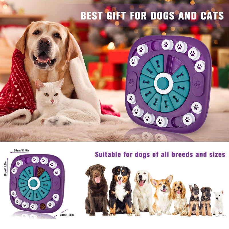 Interactive Dog Puzzle Toy Treat Dispenser for Large Medium Small Dogs - Purple
