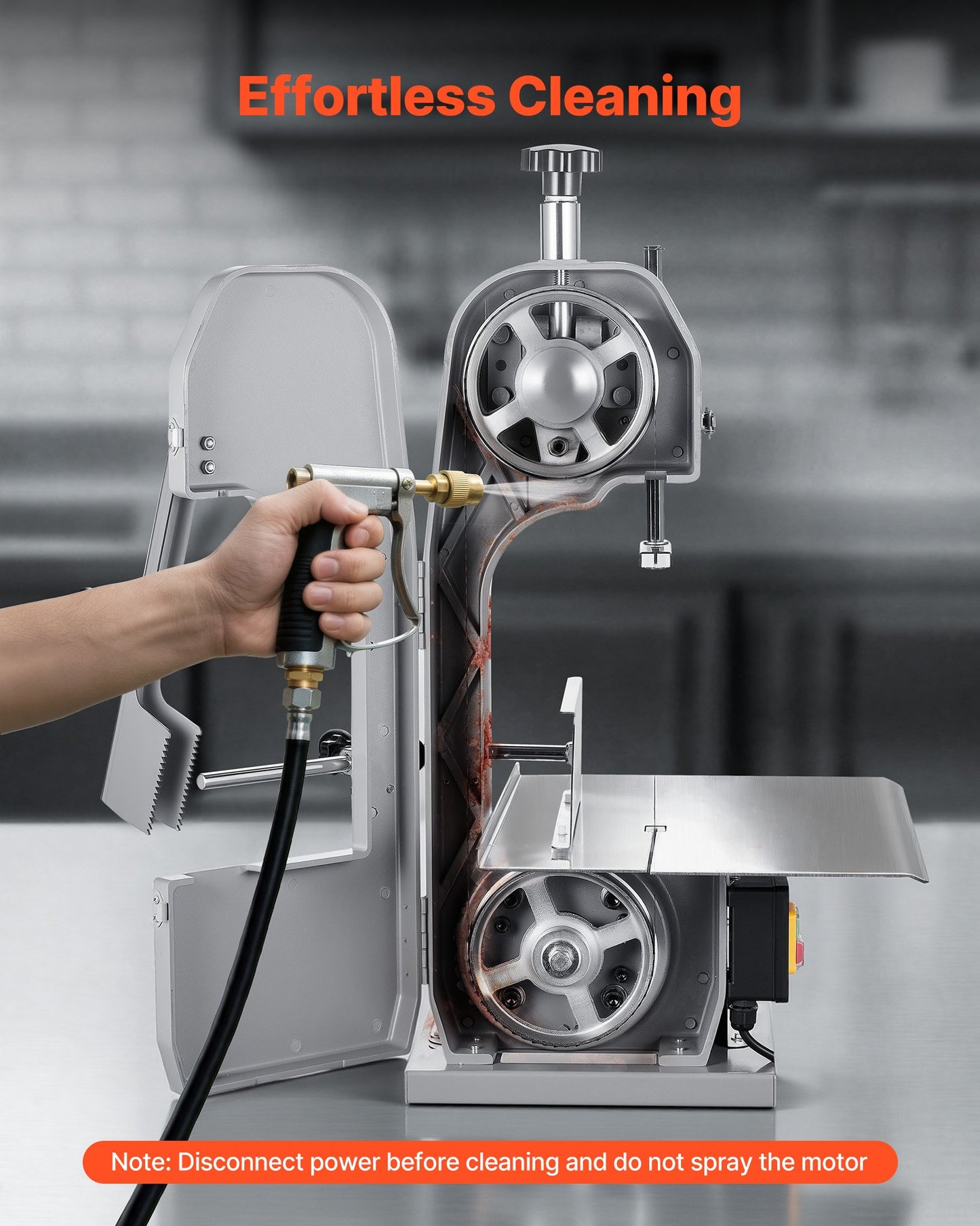 Electric Meat Bandsaw 1100W with 12.4x18.1 Inch Workbench and 7 Blades