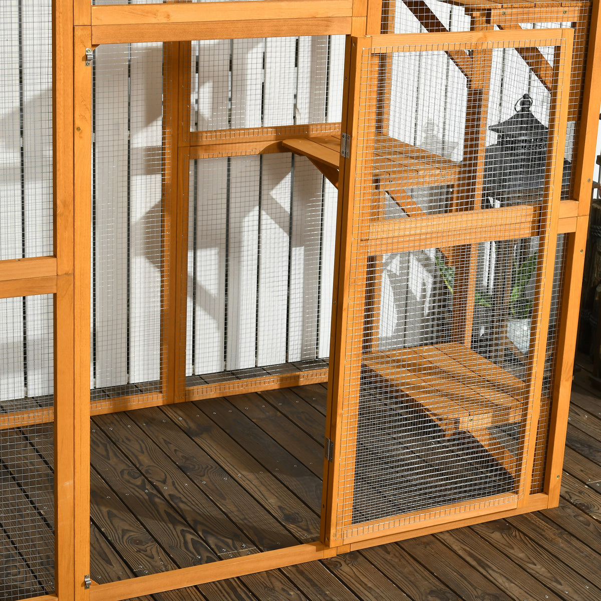 Outdoor Wooden Cat House with Large Interior, 6 Ledges & Weatherproof Roof