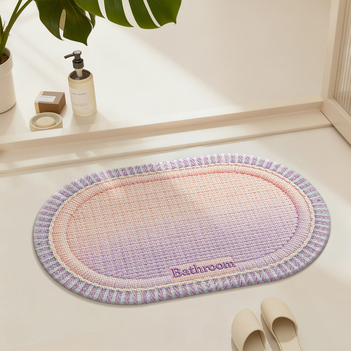 Water-Absorbent Non-Slip Bathroom Floor Mat - Stain-Resistant Home Textile