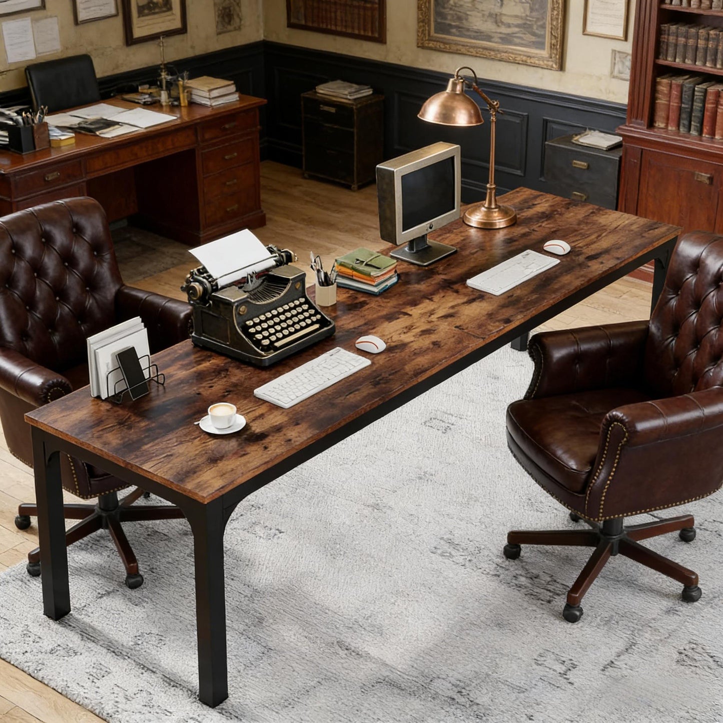 Office Desk with Dual Workstation - Rectangle Conference Table