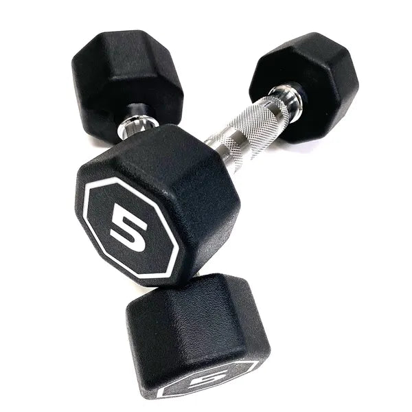 Octagonal Dumbbells Set of 2 - 5 Lbs with Chrome Handle