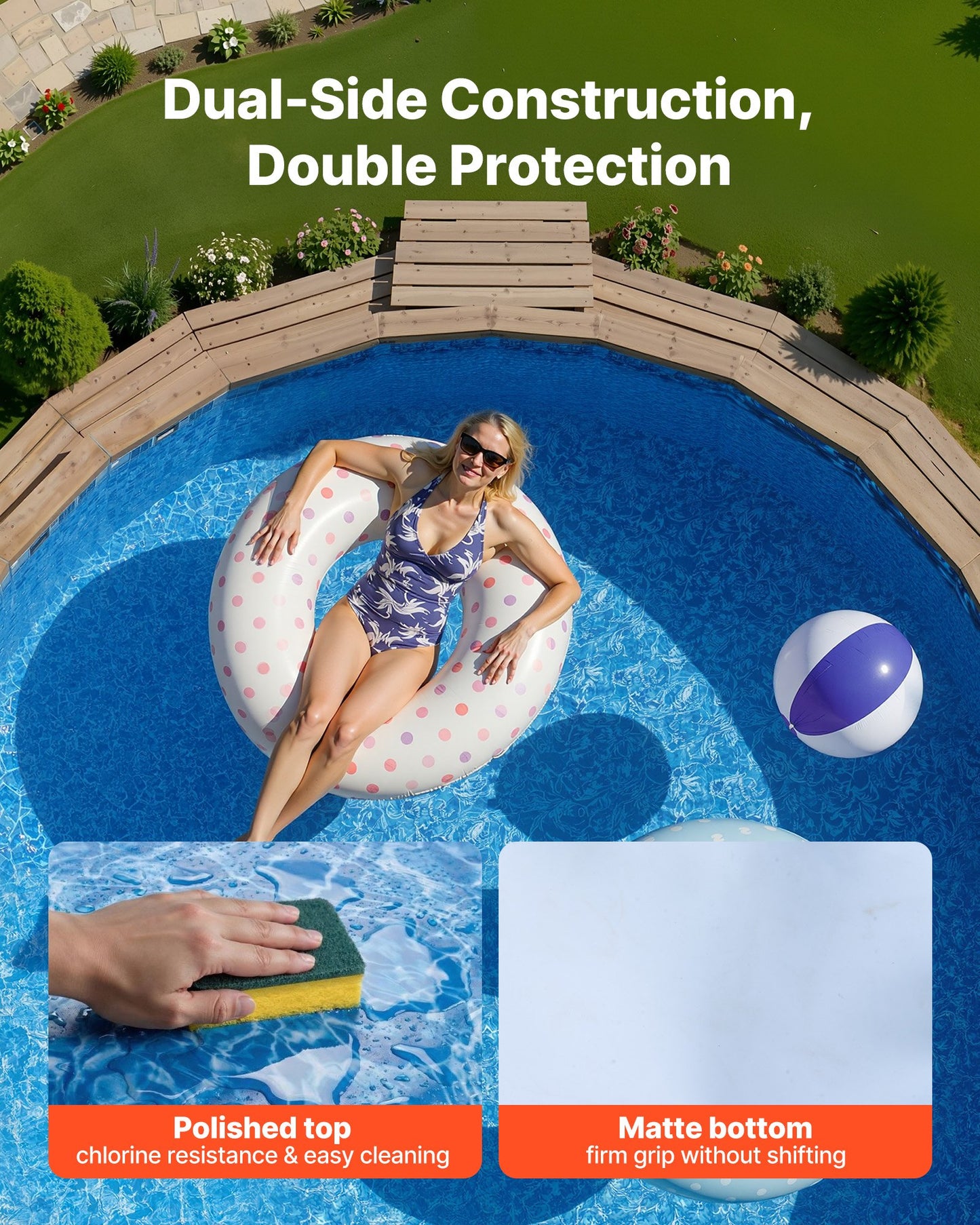 18ft Round Pool Liner for Above-Ground Steel Sided Pools - Premium Vinyl, Black
