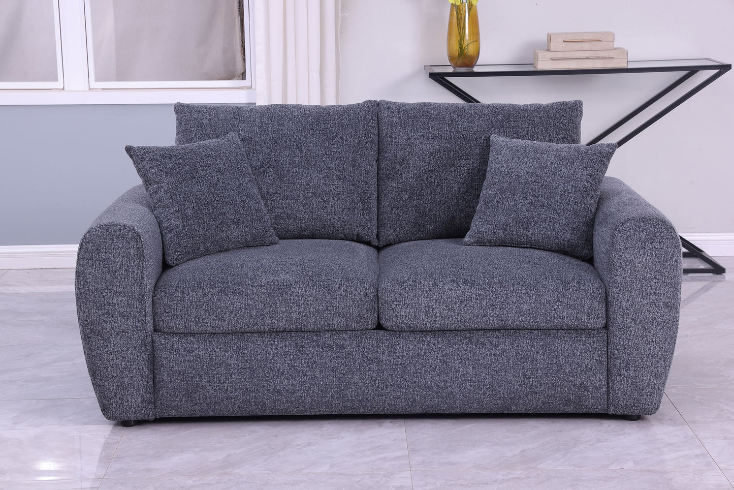 Modern Minimalist Gray Sofa - 2-Seater Medium-Soft Comfort