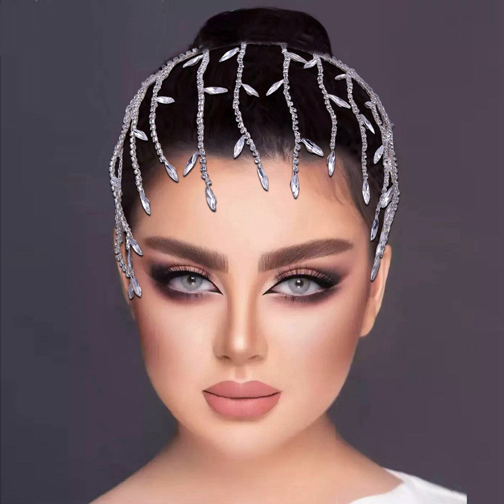 Rhinestone Hair Band - Geometric Plaid Style