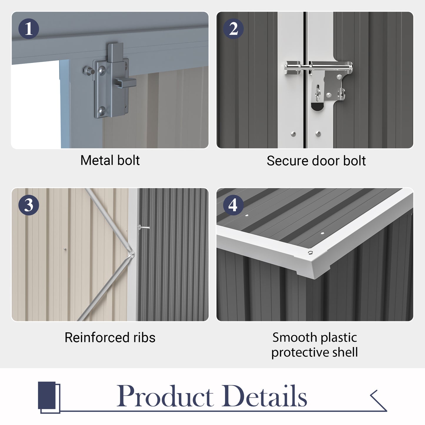 10' x 4' Outdoor Metal Storage Shed with Lockable Door - Gray