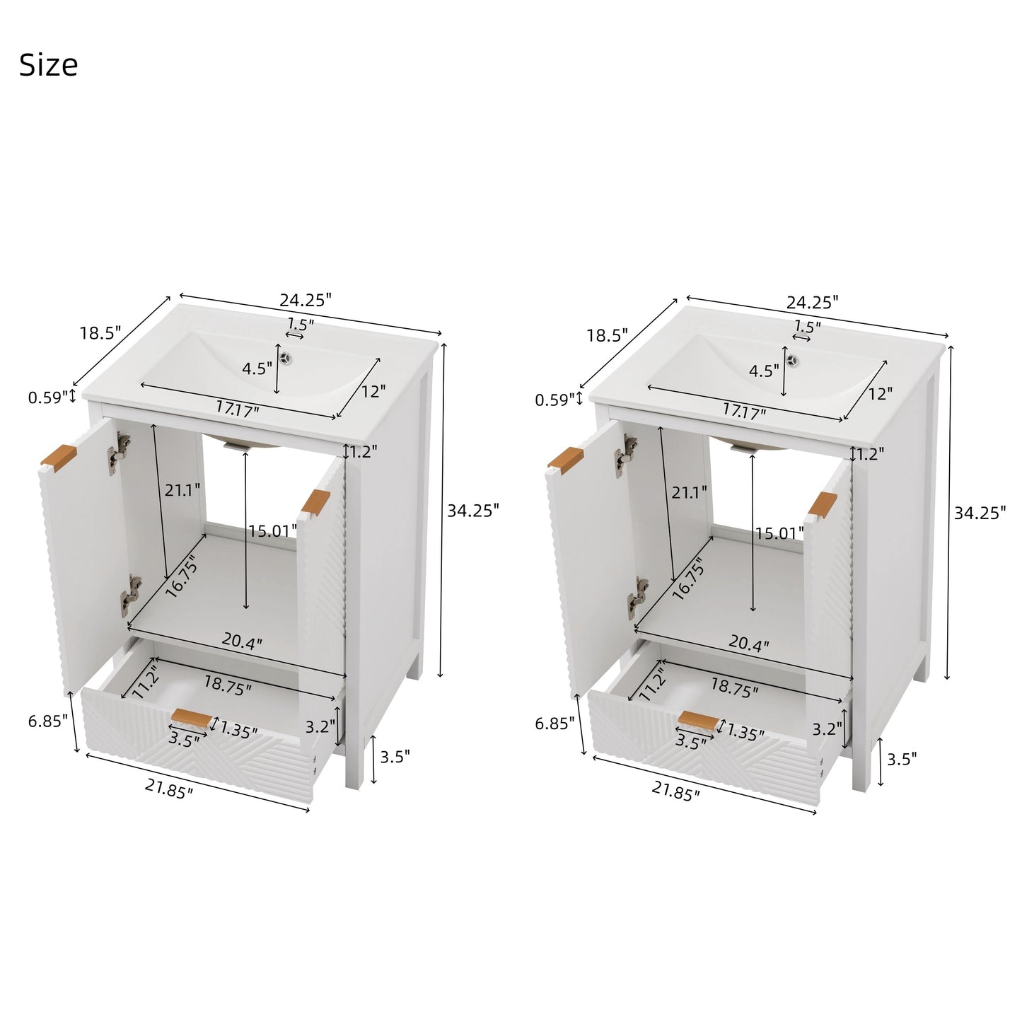 48" Modern Bathroom Vanity Set with Soft Close Hinges - White