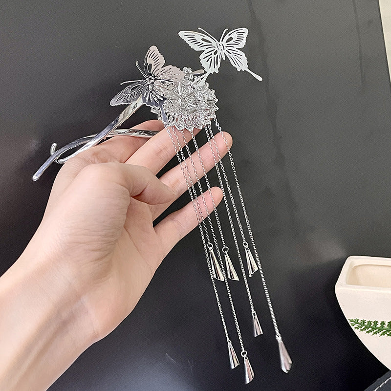 Antique Silver Tassel Hairpin Headdress