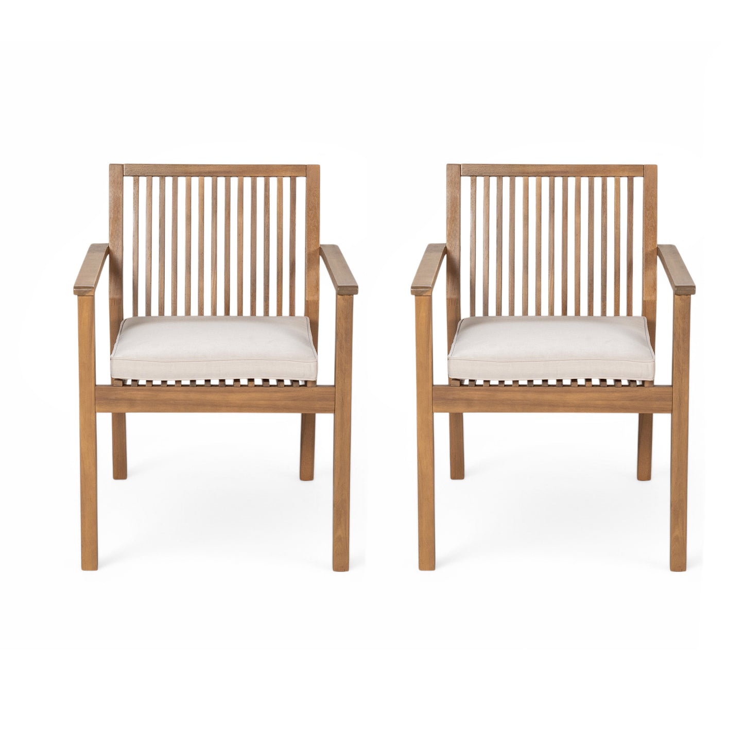 Patio Dining Chairs Set of 2 - Sturdy Acacia Wood, Waterproof Cushions