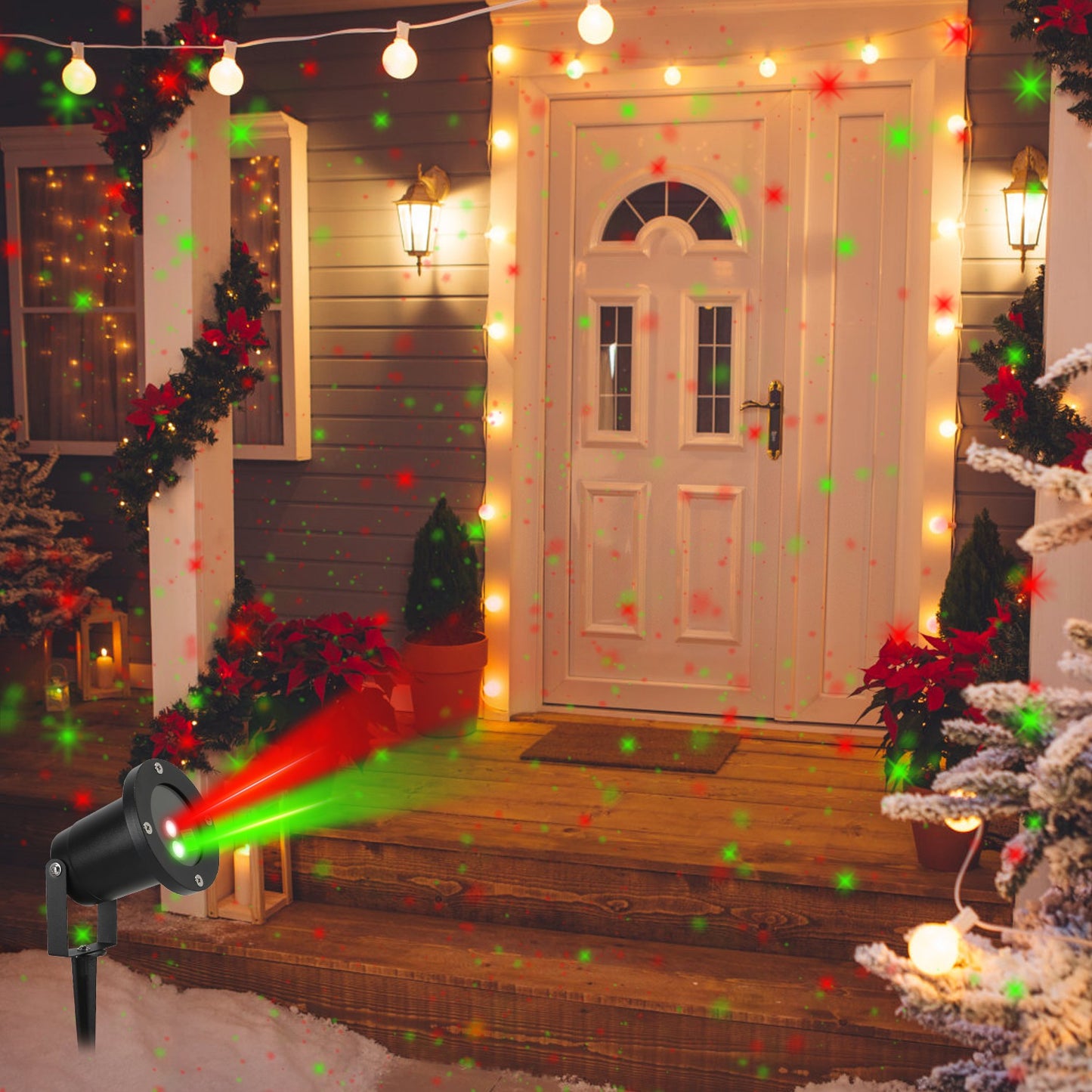 Outdoor Laser Projector Light - Red & Green - 3 Modes, IP44 Waterproof