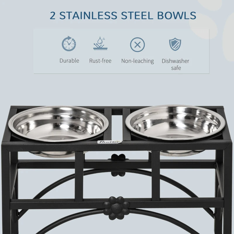 Heavy Duty Elevated Dog Food Bowl Set - Double Stainless Steel Pet Feeder Stand