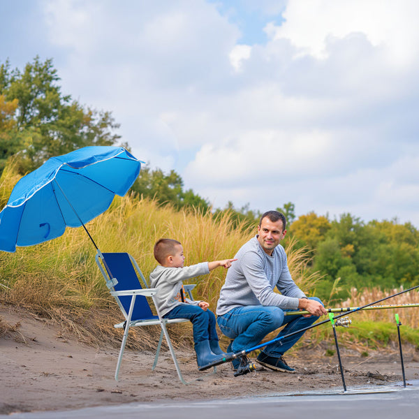 Folding Beach Chair with Umbrella - Lightweight, 265lbs Capacity