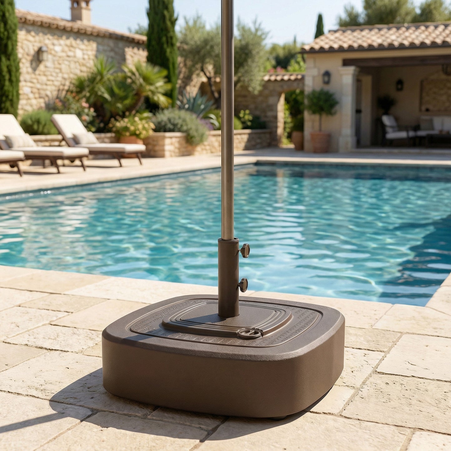 Patio Umbrella Base with Wheels for 1.5" and 1.9" Poles - Brown