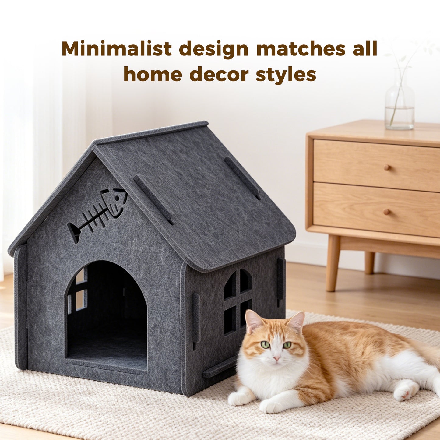 Pet Cat House with Self Pickup - Soft Cozy Cat Shelter in Multiple Colors