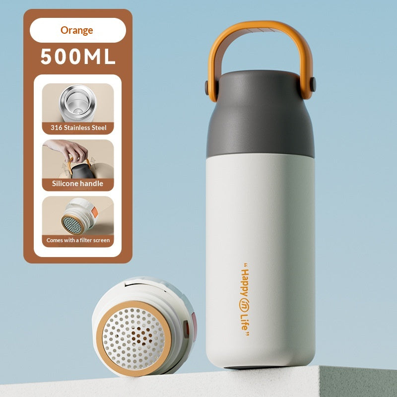 Insulated Stainless Steel Water Bottle for Women with Lanyard - Large Capacity, Heat Retention
