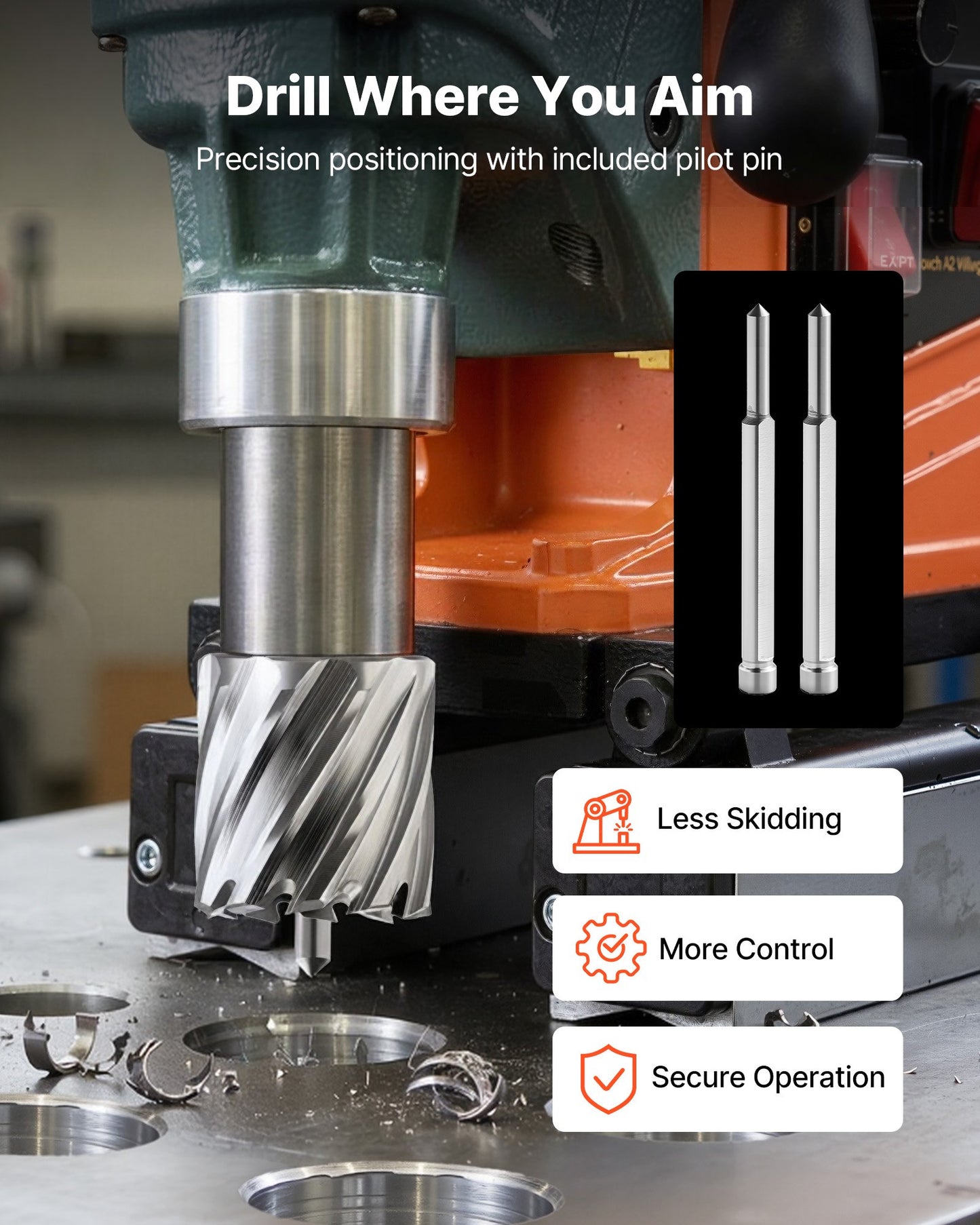 16-Piece High-Speed Steel Annular Cutter Set for Magnetic Drills - 1 Inch Depth, Black