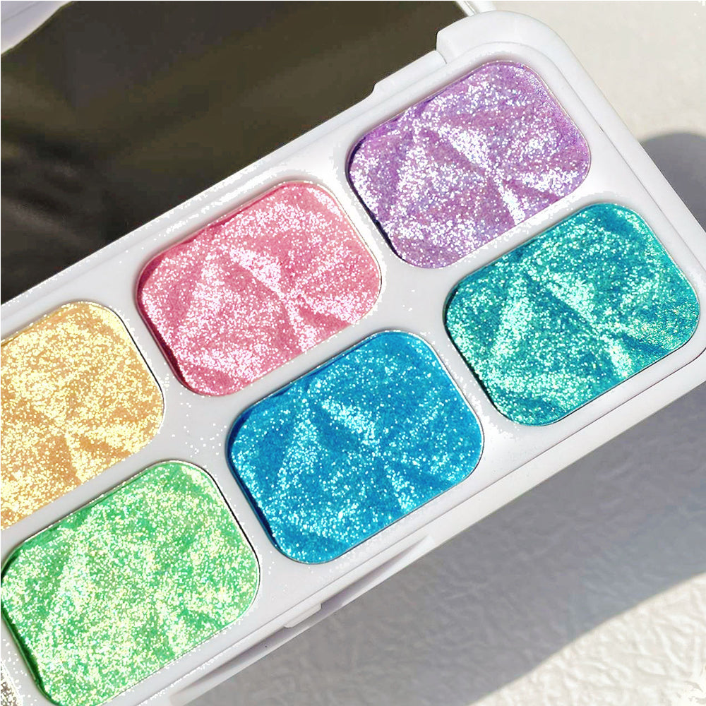 8-Color Macaron Chameleon Eyeshadow Palette - Multichrome Glitter Highlighter