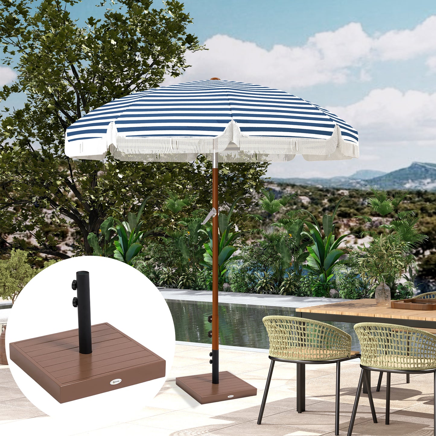 Concrete Patio Umbrella Base - 42 lbs Heavy Duty for 1.25/1.5" Poles - Coffee