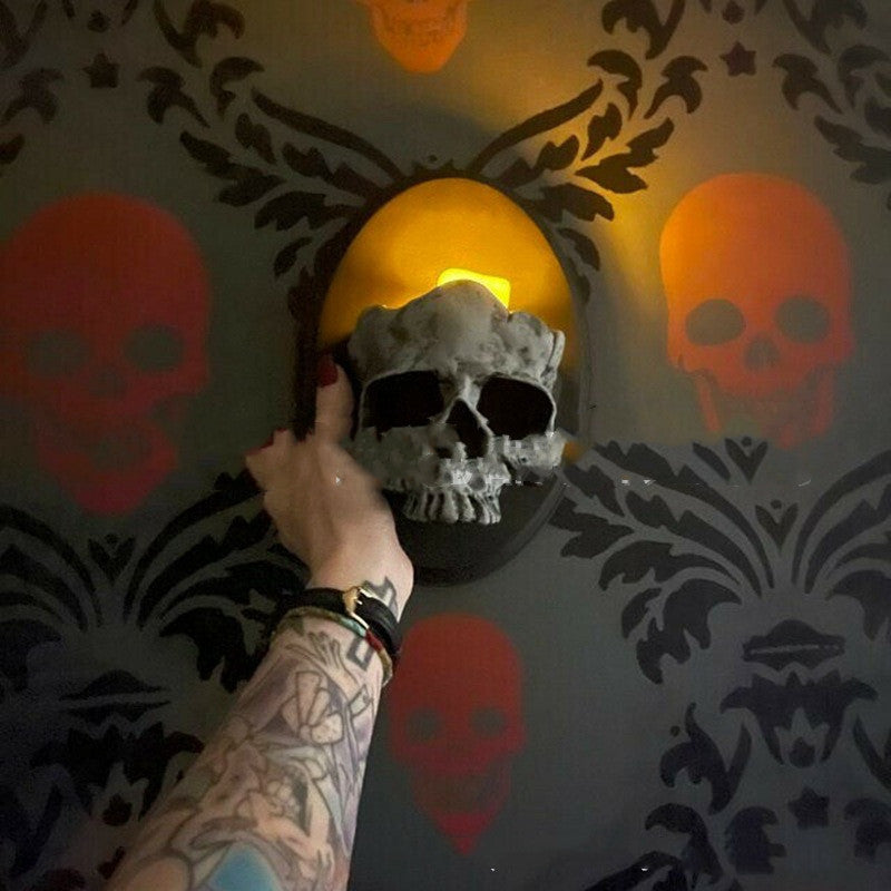 Skull Wall Candle Holder Decoration for Home & Garden - Resin Hanging Ornament