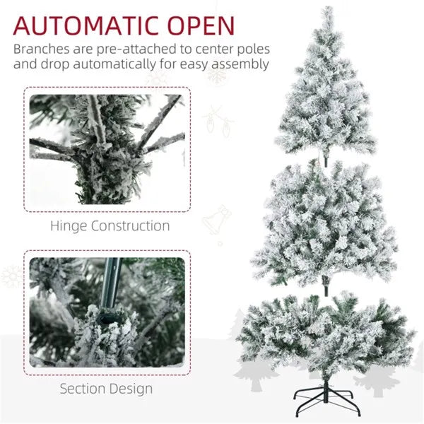 7.5 Ft Pre-Lit Christmas Tree with Snow - Green