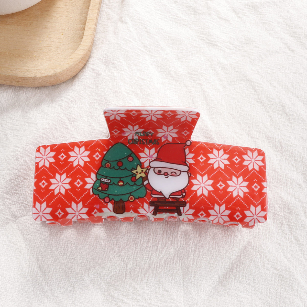 Christmas Snowflake & Santa Hairpin Clip