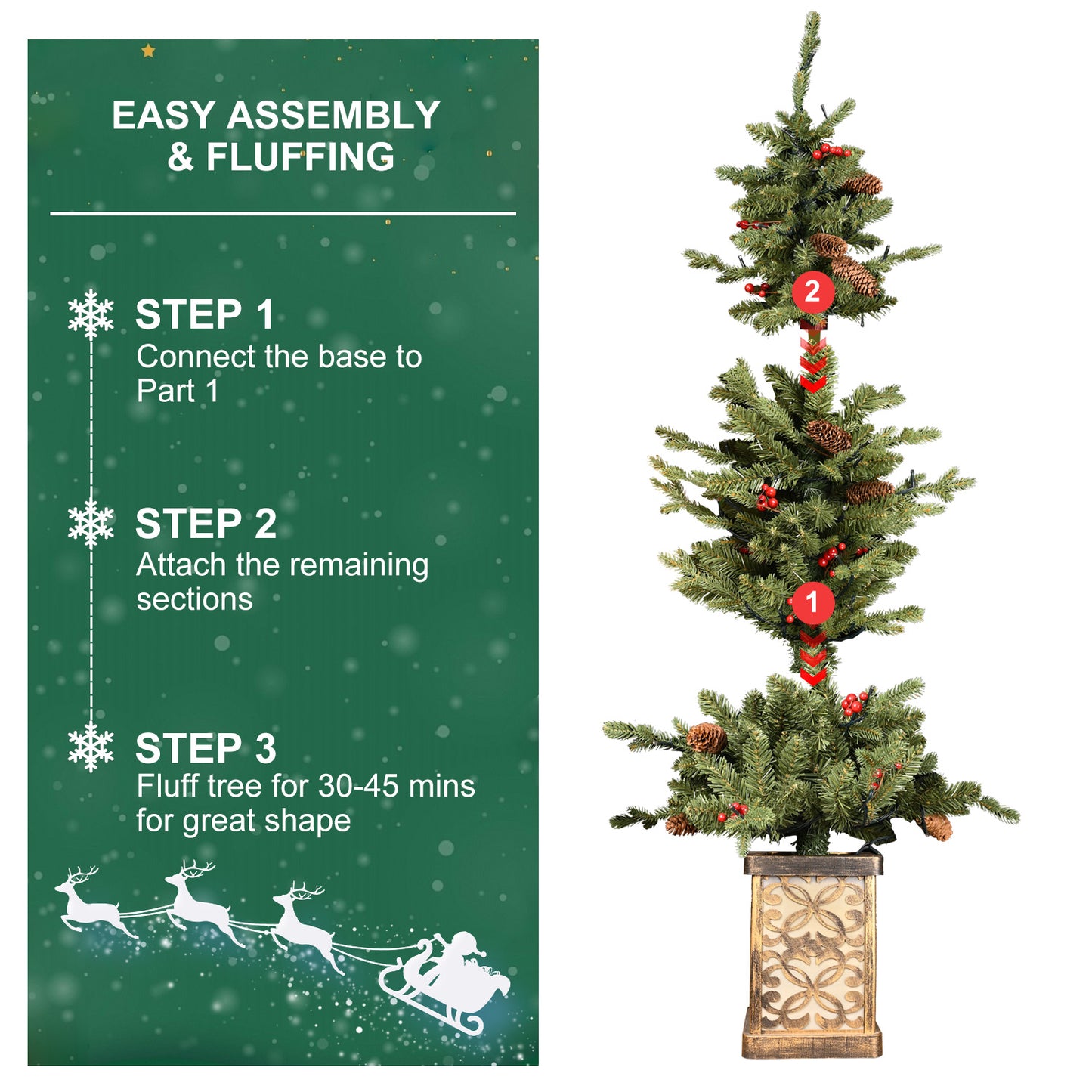 4ft Pre-Lit Potted Christmas Tree with Multicolor Lights