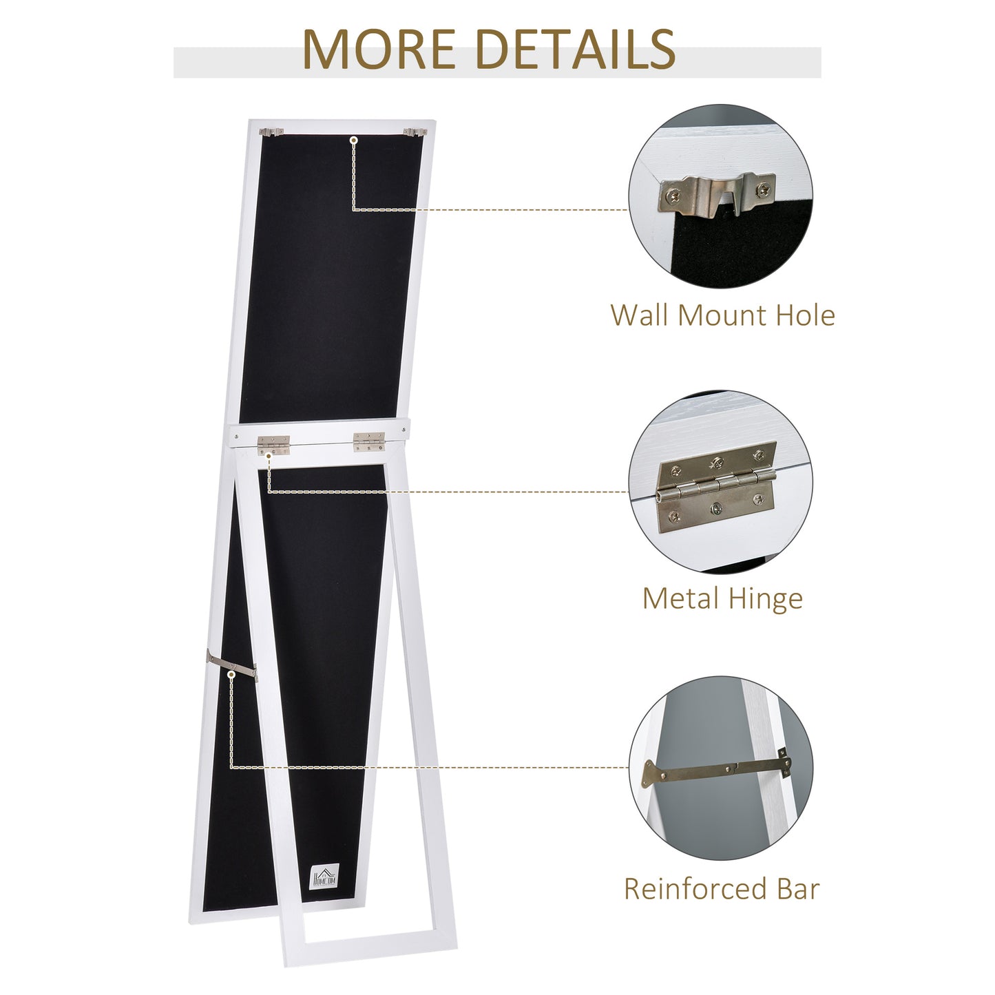 Full Length Mirror - Freestanding or Wall Mounted - White