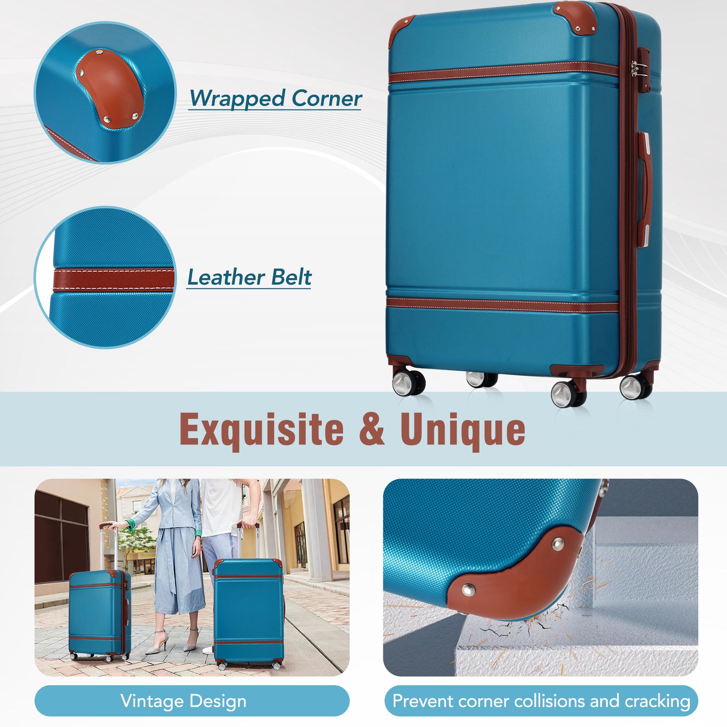 Hardshell Luggage Set - 3 Pieces with TSA Lock - Blue