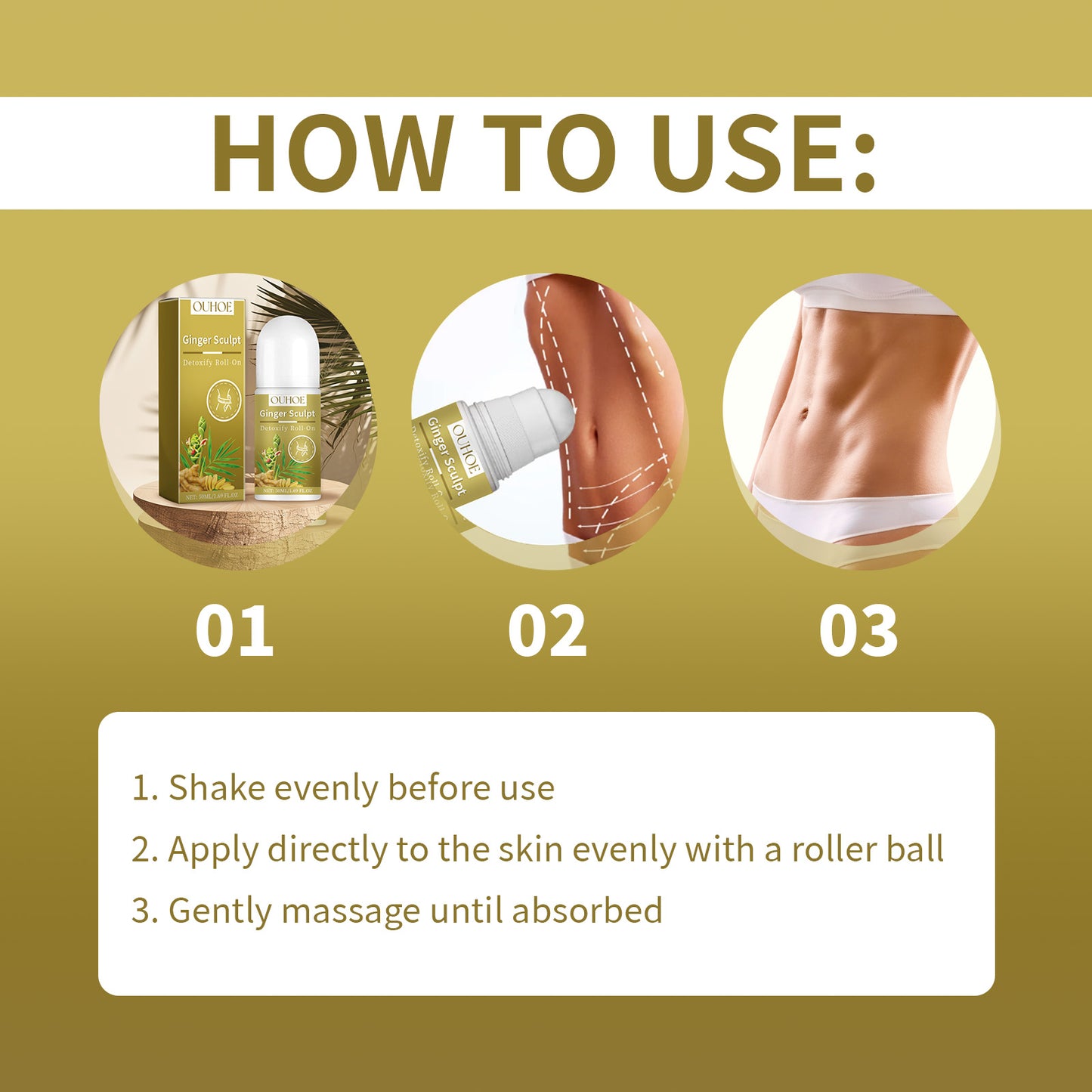 Ginger Sculpt Detoxify Roll-On - Firming Body Contour Massage Tool - 50ml