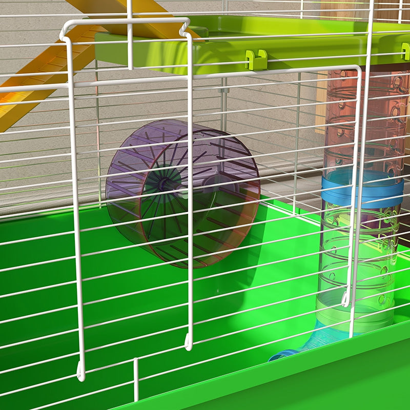 Large 23-Inch Hamster Cage with Wheel Water Bottle and Tunnels - Green