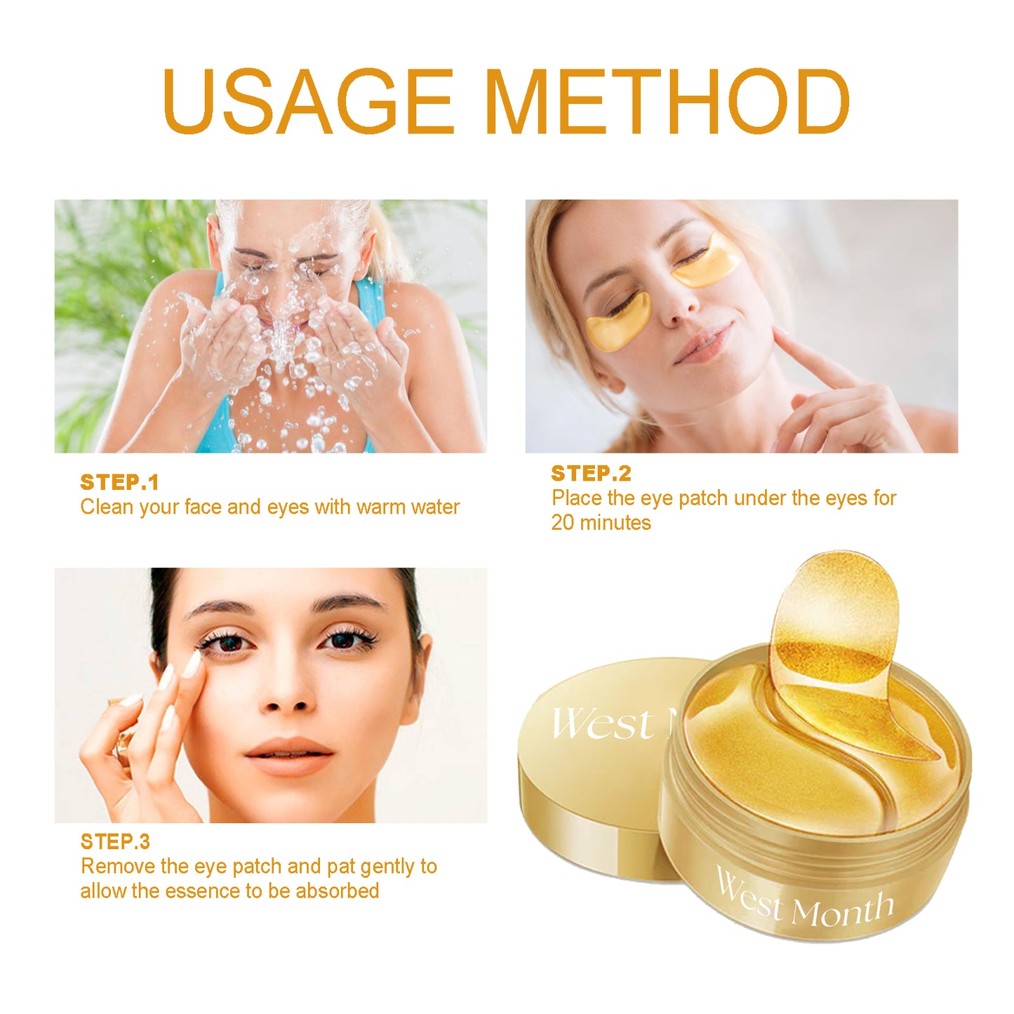 Gold Snail Collagen Eye Patches - 60pcs Hydrating Anti-Aging Treatment