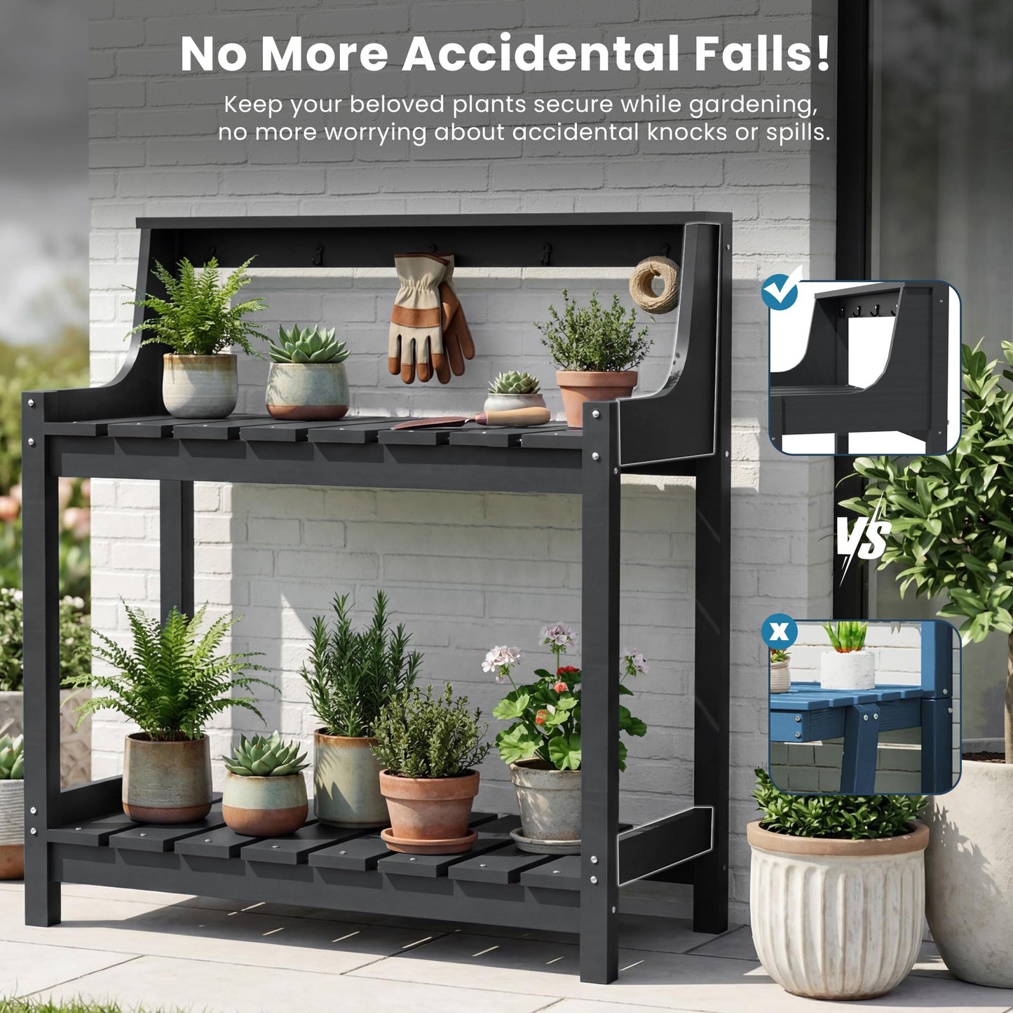 Potting Benches For Outside, HDPE Garden Table All Weather, Outdoor