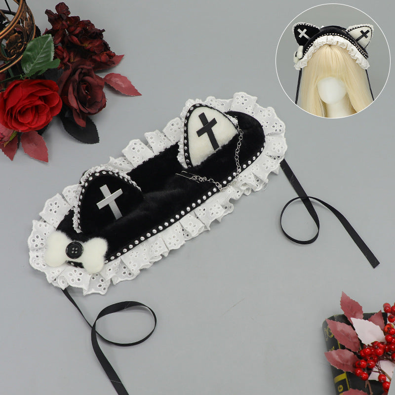 Goth Cat Ear Hair Band with Rivet Detail