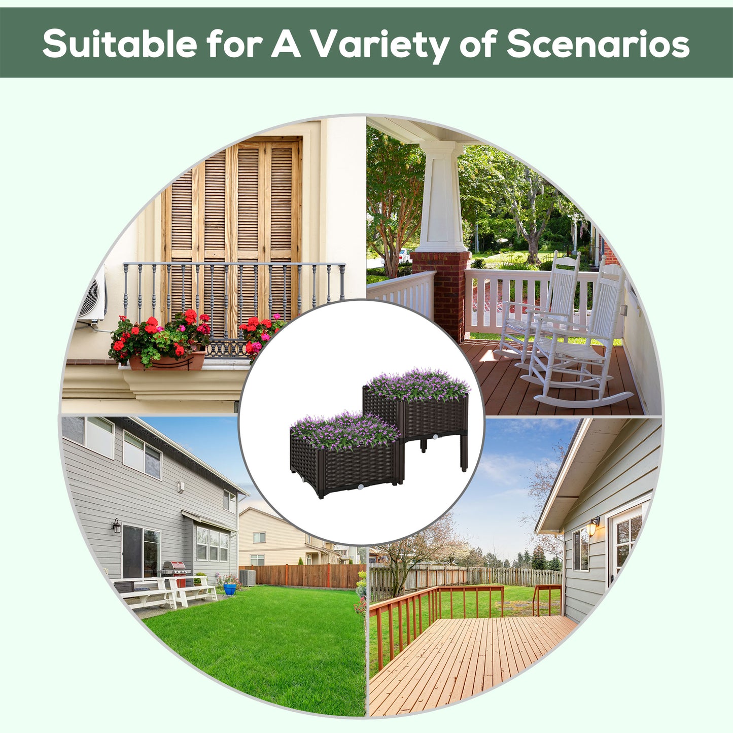 Raised Garden Bed with Legs Self-Watering Planter Box for Flowers Herbs Vegetables - Brown