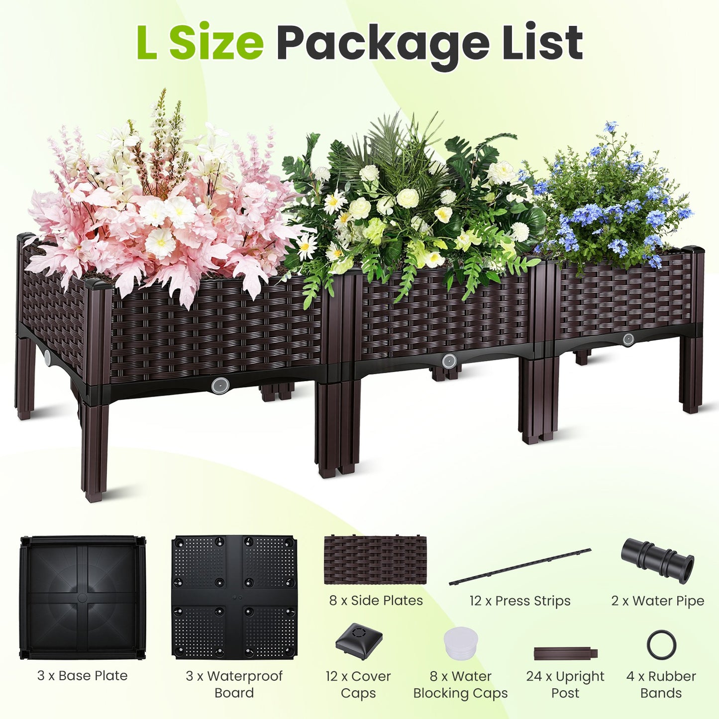 Outdoor Raised Garden Bed with Legs and Self-Watering System - Multiple Sizes