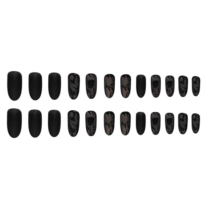 Starry Sky Nail Stickers - Long Dark Series, 24 Pieces with Glue