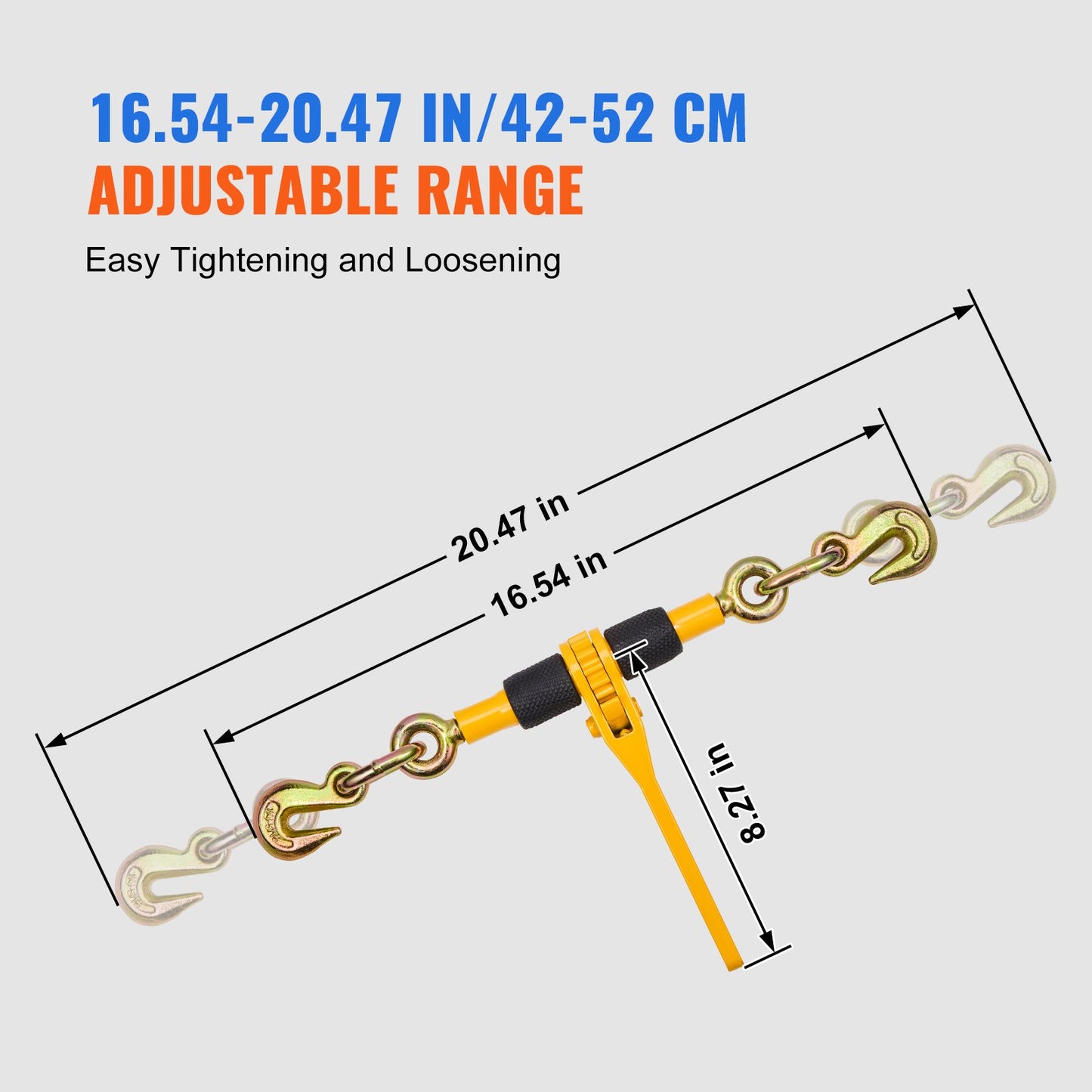 Ratchet Load Binder Chain Tie Down Strap 2600 lbs Heavy Duty 4 Pack - Yellow
