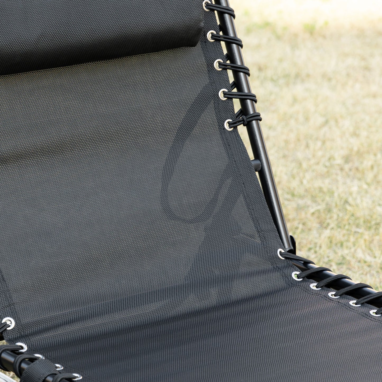 Portable Reclining Lounge Chair with Adjustable Backrest - Black