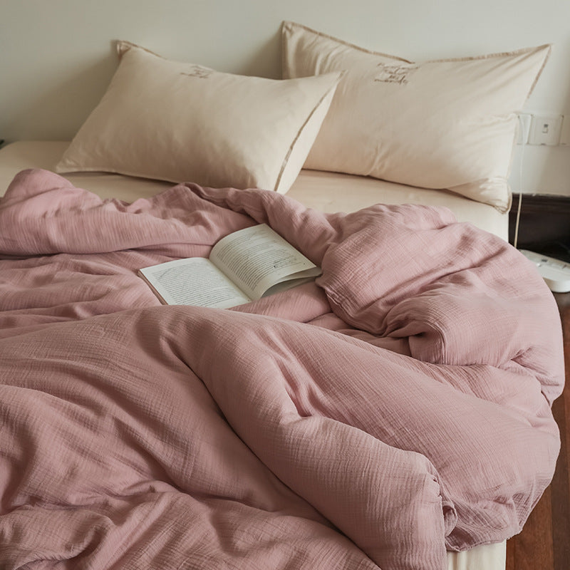 Four-Piece Double-Layer Yarn Summer Duvet Cover Bedding Set