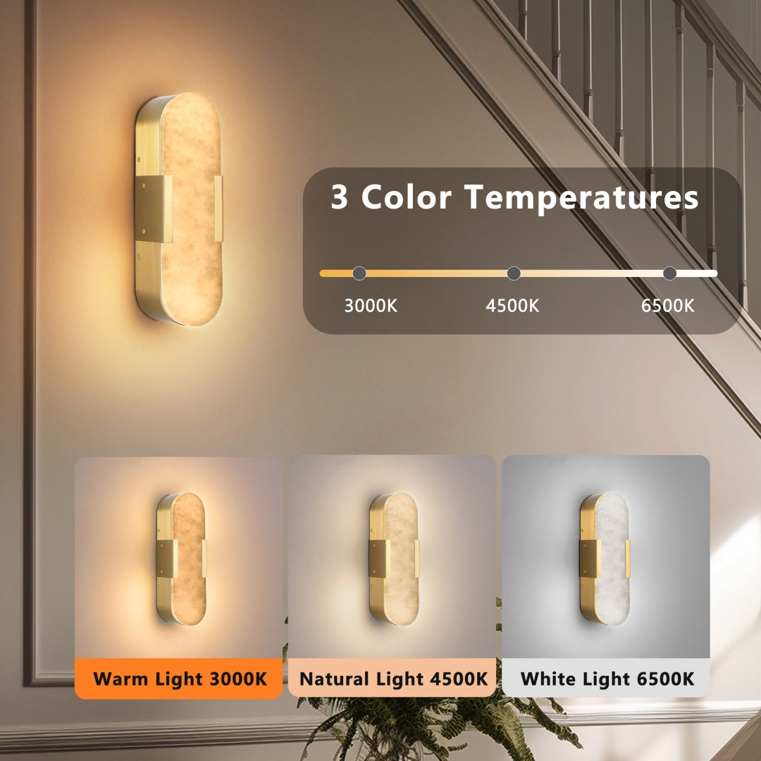 Gold Marble Wall Sconce Set of 2 - Modern Indoor Lighting