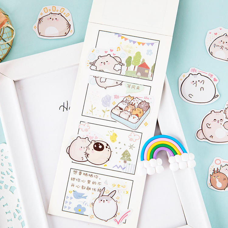 Little Fat Mouse Hand Account Notebook with Decorative Stickers - 45 Pieces