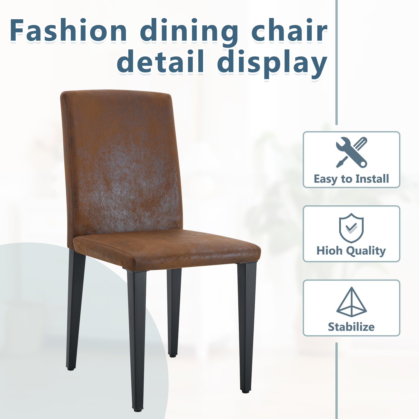 Two Brown Technology Fabric Dining Chairs, Simple And Versatile,