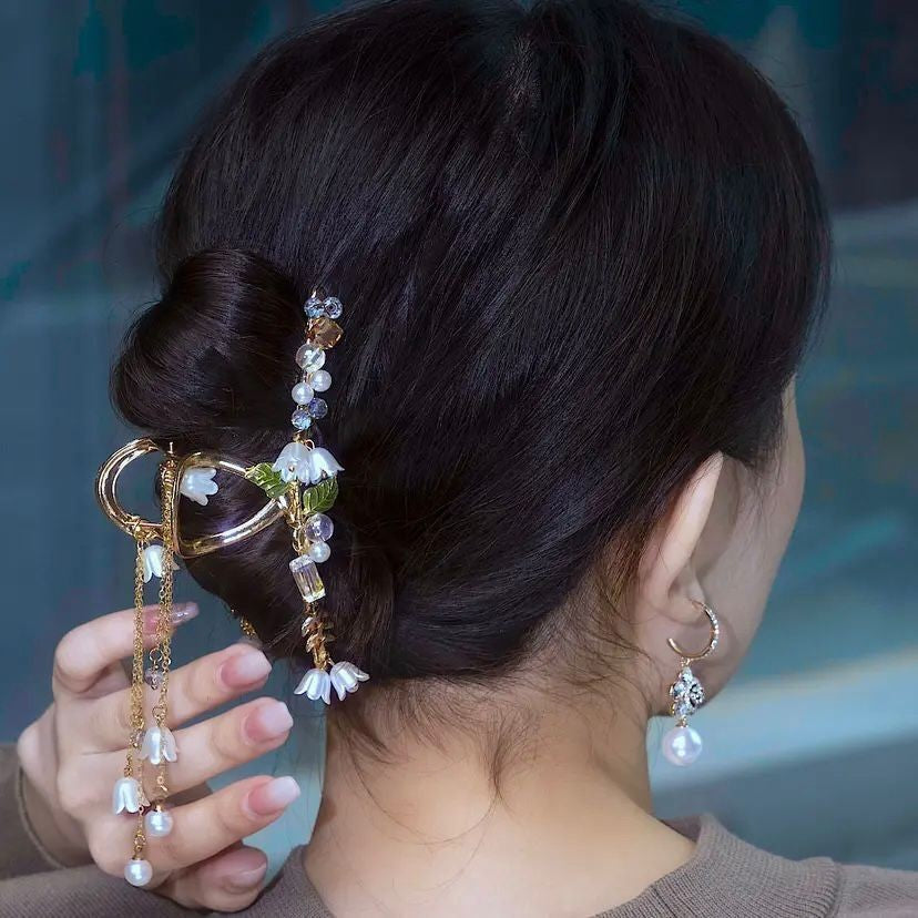 Copper Pearl Hairpin with Tassel - Spring Original