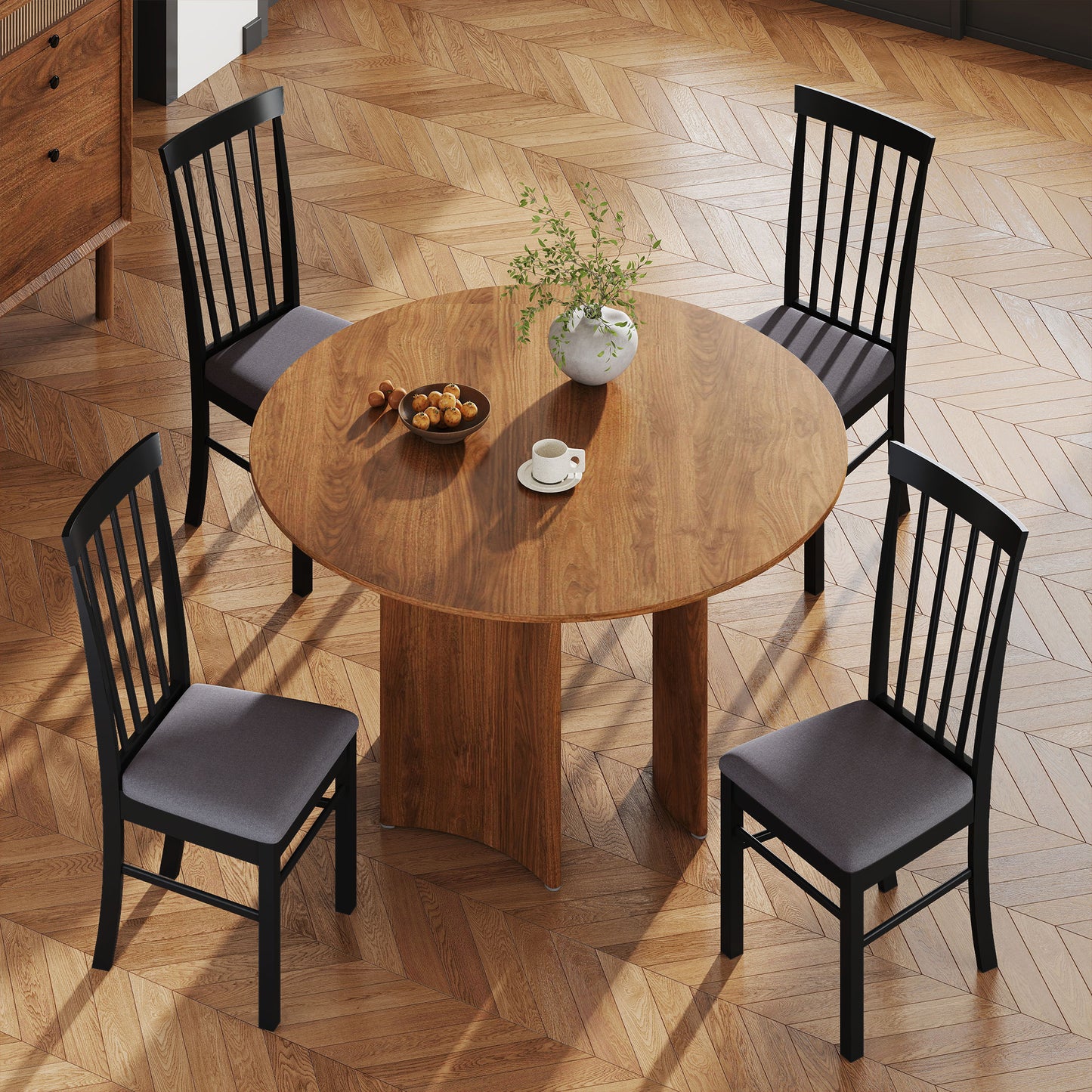 Farmhouse Upholstered Dining Chairs Set of 2 - Black & Gray
