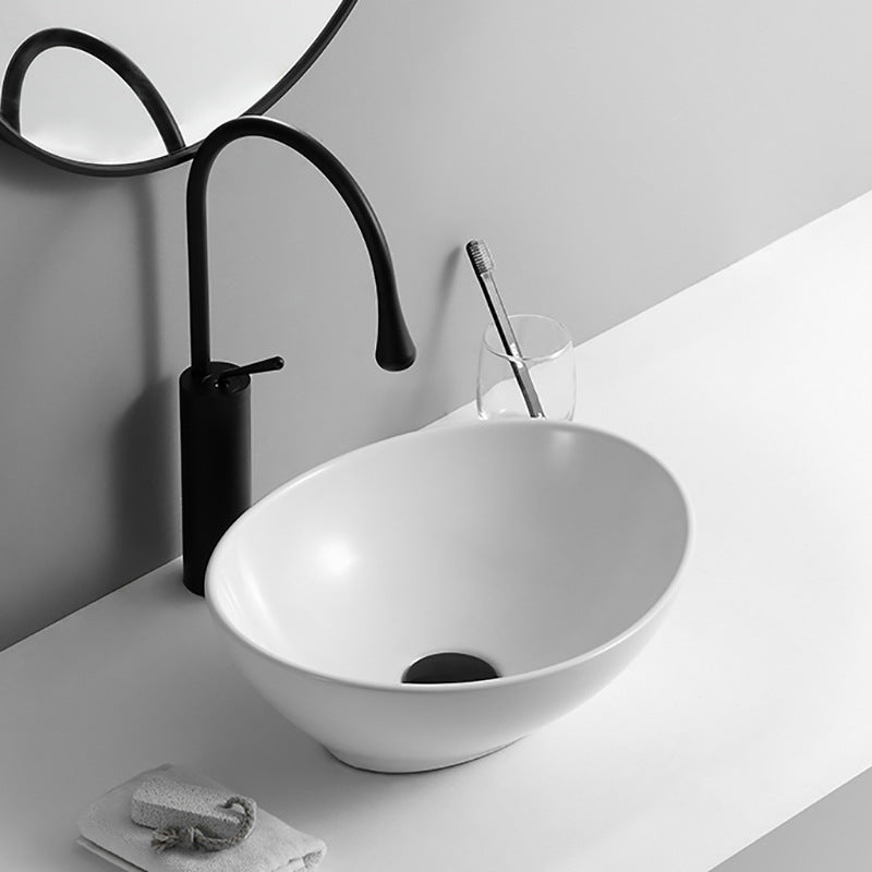 Mini Ceramic Bathroom Wash Basin - Modern White Compact Sink